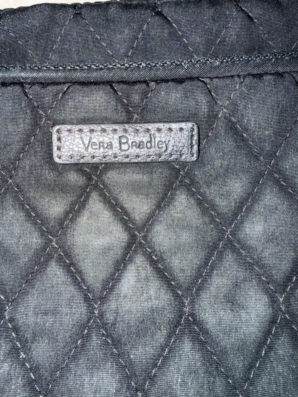 Vera Bradley Black Quilted Crossbody Bag w/ Floral Interior - Picture 2 of 12